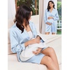 Ekouaer Nightgowns for Women Silk Sleep Shirts Satin Long Sleeve Night Gown(Striped Blue)