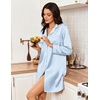 Ekouaer Nightgowns for Women Silk Sleep Shirts Satin Long Sleeve Night Gown(Striped Blue)