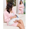 Ekouaer Nightgowns for Women Silk Sleep Shirts Satin Long Sleeve Night Gown(Striped Pink)