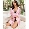 Ekouaer Nightgowns for Women Silk Sleep Shirts Satin Long Sleeve Night Gown(Striped Pink)