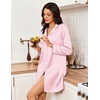 Ekouaer Nightgowns for Women Silk Sleep Shirts Satin Long Sleeve Night Gown(Striped Pink)
