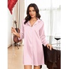 Ekouaer Nightgowns for Women Silk Sleep Shirts Satin Long Sleeve Night Gown(Striped Pink)