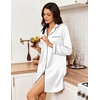 Ekouaer Nightgowns for Women Silk Sleep Shirts Satin Long Sleeve Night Gown(White)