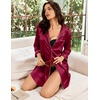 Ekouaer Nightgowns for Women Silk Sleep Shirts Satin Long Sleeve Night Gown(Wine Red)