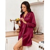 Ekouaer Nightgowns for Women Silk Sleep Shirts Satin Long Sleeve Night Gown(Wine Red)