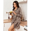 Ekouaer Nightgowns for Women Silk Sleep Shirts Satin Long Sleeve Night Gown(Yellow Leopard)