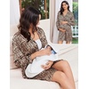 Ekouaer Nightgowns for Women Silk Sleep Shirts Satin Long Sleeve Night Gown(Yellow Leopard)