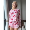 Ekouaer Pajama Sets Sexy Lounge Sets Long Sleeve and Side Split Shorts Pjs(Big Red Bows)