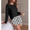 Ekouaer Pajama Sets Sexy Lounge Sets Long Sleeve and Side Split Shorts Pjs(Black and White Plaid)