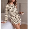 Ekouaer Pajama Sets Sexy Lounge Sets Long Sleeve and Side Split Shorts Pjs(Brown Abstract Stripes)