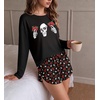 Ekouaer Pajama Sets Sexy Lounge Sets Long Sleeve and Side Split Shorts Pjs(Halloween Skull Rose)