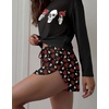 Ekouaer Pajama Sets Sexy Lounge Sets Long Sleeve and Side Split Shorts Pjs(Halloween Skull Rose)