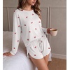 Ekouaer Pajama Sets Sexy Lounge Sets Long Sleeve and Side Split Shorts Pjs(Little Cherry)