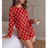 Ekouaer Pajama Sets Sexy Lounge Sets Long Sleeve and Side Split Shorts Pjs(Little Red Bow)