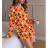 Ekouaer Pajama Sets Sexy Lounge Sets Long Sleeve and Side Split Shorts Pjs(Orange Halloween)