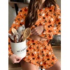 Ekouaer Pajama Sets Sexy Lounge Sets Long Sleeve and Side Split Shorts Pjs(Orange Halloween)