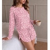 Ekouaer Pajama Sets Sexy Lounge Sets Long Sleeve and Side Split Shorts Pjs(Pink Leopard)