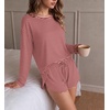Ekouaer Pajama Sets Sexy Lounge Sets Long Sleeve and Side Split Shorts Pjs(Red and White Stripes)
