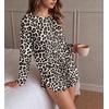 Ekouaer Pajama Sets Sexy Lounge Sets Long Sleeve and Side Split Shorts Pjs(White Leopard)