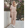 Ekouaer Pajama Sets Womens 2 Piece Short Sleeve Long Pants Pjs Lounge Set(Beige)