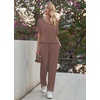 Ekouaer Pajama Sets Womens 2 Piece Short Sleeve Long Pants Pjs Lounge Set(Brown)