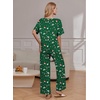 Ekouaer Pajama Sets Womens 2 Piece Short Sleeve Long Pants Pjs Lounge Set(Christmas Green)