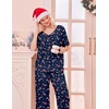 Ekouaer Pajama Sets Womens 2 Piece Short Sleeve Long Pants Pjs Lounge Set(Christmas Navy)