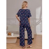 Ekouaer Pajama Sets Womens 2 Piece Short Sleeve Long Pants Pjs Lounge Set(Christmas Navy)