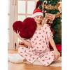 Ekouaer Pajama Sets Womens 2 Piece Short Sleeve Long Pants Pjs Lounge Set(Christmas Pink)