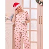 Ekouaer Pajama Sets Womens 2 Piece Short Sleeve Long Pants Pjs Lounge Set(Christmas Pink)