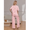 Ekouaer Pajama Sets Womens 2 Piece Short Sleeve Long Pants Pjs Lounge Set(Christmas Pink)