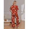 Ekouaer Pajama Sets Womens 2 Piece Short Sleeve Long Pants Pjs Lounge Set(Christmas Red)