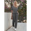 Ekouaer Pajama Sets Womens 2 Piece Short Sleeve Long Pants Pjs Lounge Set(Dark Grey)