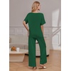 Ekouaer Pajama Sets Womens 2 Piece Short Sleeve Long Pants Pjs Lounge Set(Green)