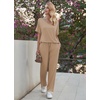 Ekouaer Pajama Sets Womens 2 Piece Short Sleeve Long Pants Pjs Lounge Set(Khaki)