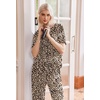 Ekouaer Pajama Sets Womens 2 Piece Short Sleeve Long Pants Pjs Lounge Set(Leopard)
