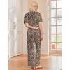 Ekouaer Pajama Sets Womens 2 Piece Short Sleeve Long Pants Pjs Lounge Set(Leopard)