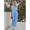 Ekouaer Pajama Sets Womens 2 Piece Short Sleeve Long Pants Pjs Lounge Set(Light Blue)