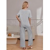 Ekouaer Pajama Sets Womens 2 Piece Short Sleeve Long Pants Pjs Lounge Set(Light Grey)