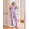 Ekouaer Pajama Sets Womens 2 Piece Short Sleeve Long Pants Pjs Lounge Set(Lilac)