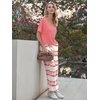Ekouaer Pajama Sets Womens 2 Piece Short Sleeve Long Pants Pjs Lounge Set(Ombre Orange Pink)