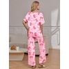 Ekouaer Pajama Sets Womens 2 Piece Short Sleeve Long Pants Pjs Lounge Set(Pink Bow Knot)