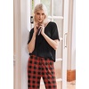 Ekouaer Pajama Sets Womens 2 Piece Short Sleeve Long Pants Pjs Lounge Set(Plaid Black Red)