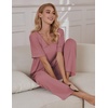 Ekouaer Pajama Sets Womens 2 Piece Short Sleeve Long Pants Pjs Lounge Set(Purple Red)