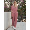 Ekouaer Pajama Sets Womens 2 Piece Short Sleeve Long Pants Pjs Lounge Set(Purple Red)