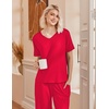 Ekouaer Pajama Sets Womens 2 Piece Short Sleeve Long Pants Pjs Lounge Set(Red)