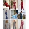 Ekouaer Pajama Sets Womens 2 Piece Short Sleeve Long Pants Pjs Lounge Set(Red)