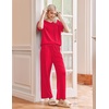Ekouaer Pajama Sets Womens 2 Piece Short Sleeve Long Pants Pjs Lounge Set(Red)