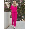 Ekouaer Pajama Sets Womens 2 Piece Short Sleeve Long Pants Pjs Lounge Set(Rose)