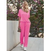 Ekouaer Pajama Sets Womens 2 Piece Short Sleeve Long Pants Pjs Lounge Set(Rose Pink)
